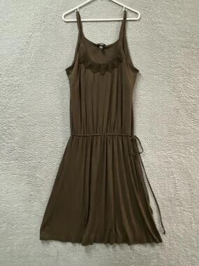 Alfani Dress Womens XL Brown Spaghetti Strap Tie Midi